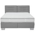 BOXSPRINGBETT 180/200 cm,  in Hellgrau, Matratze, H3 + H3 = fest  - Chromfarben/Hellgrau, KONVENTIONELL, Textil (180/200cm) - Dieter Knoll