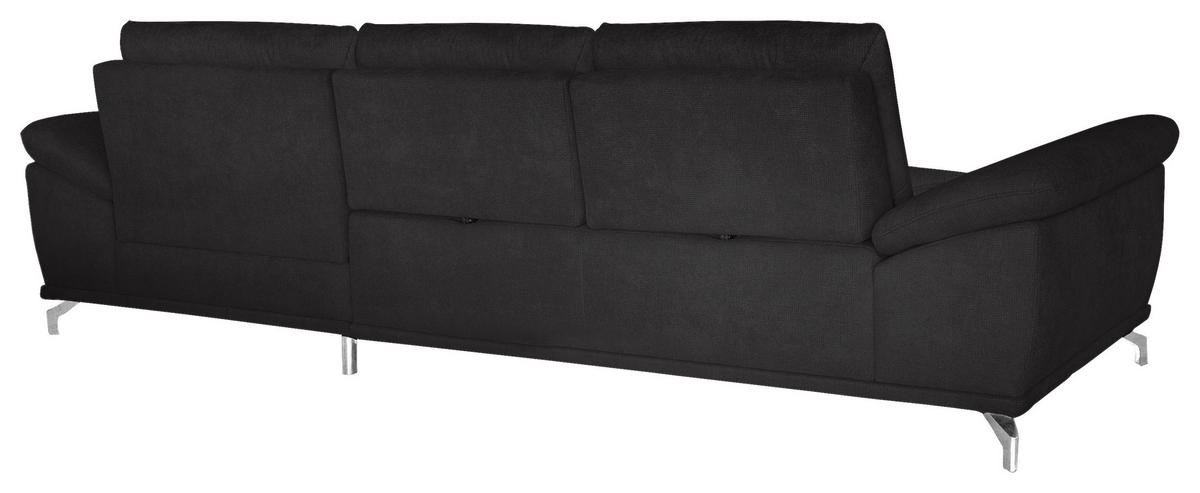 ECKSOFA  in Flachgewebe Schwarz Sitztiefenverstellung  301/176 cm  - Silberfarben/Schwarz, KONVENTIONELL, Textil/Metall (301/176cm) - Sit & More