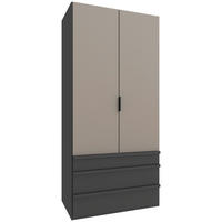 FALTTÜRENSCHRANK 100/216/58 cm 2-türig Graphitfarben, Sahara  - Schwarz/Graphitfarben, Design, Holzwerkstoff (100/216/58cm) - Boxxx