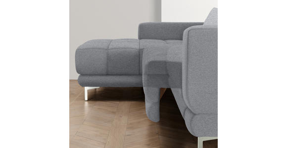 ECKSOFA in Webstoff Grau  - Chromfarben/Grau, Design, Textil/Metall (187/260cm) - Xora