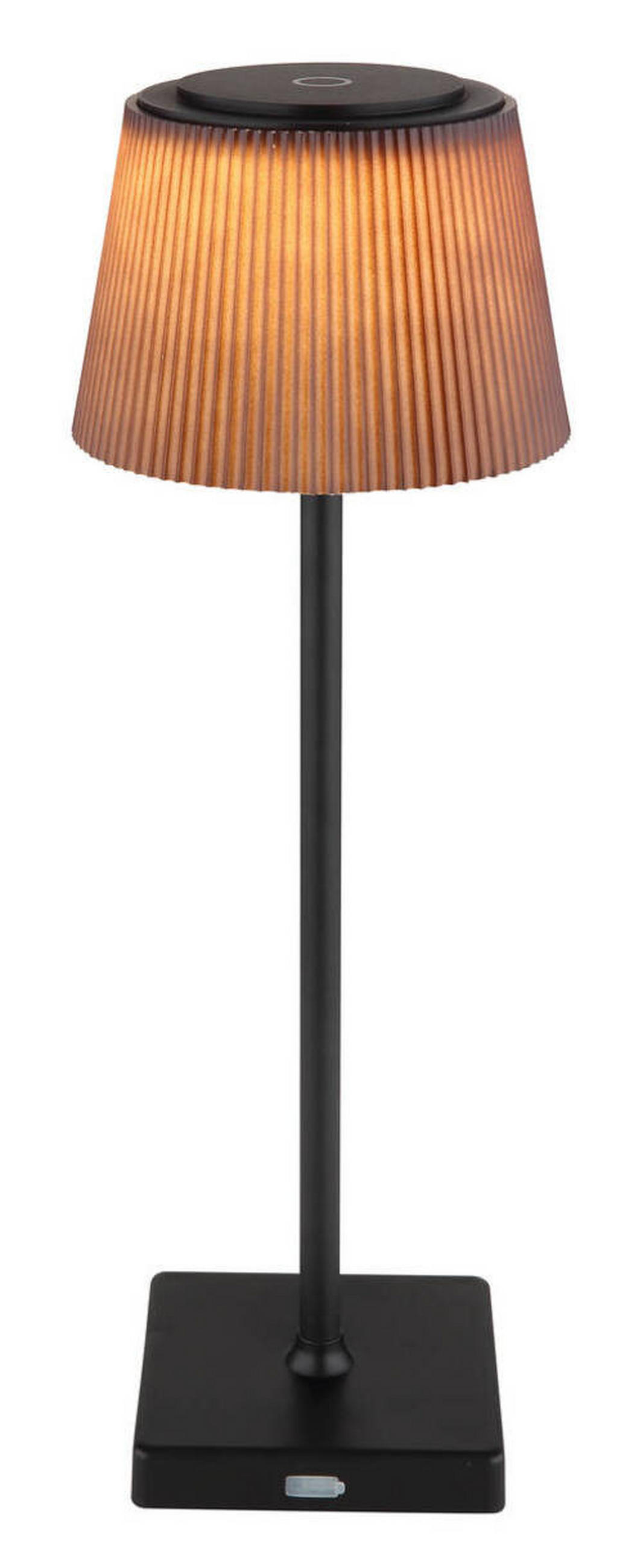 AKKU-TISCHLEUCHTE - Schwarz/Braun, Design, Kunststoff/Metall (13/38cm) - Globo