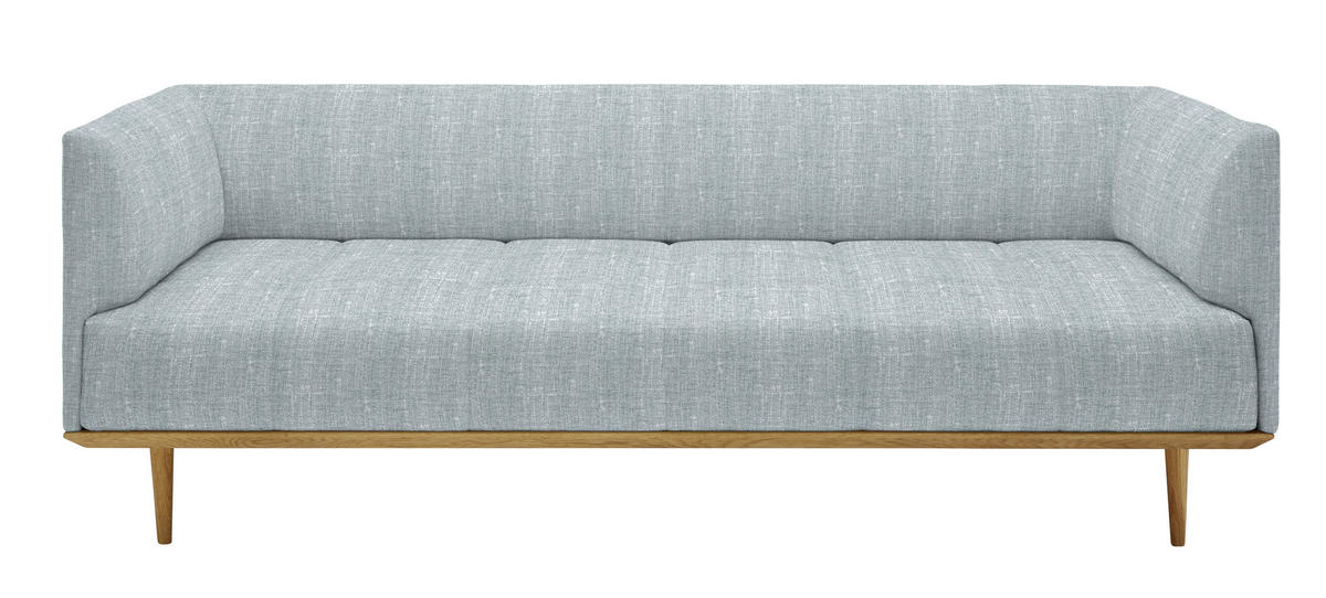 BIGSOFA in Flachgewebe Hellblau  - Hellblau, Modern, Holz/Textil (220/77/120cm) - Joka