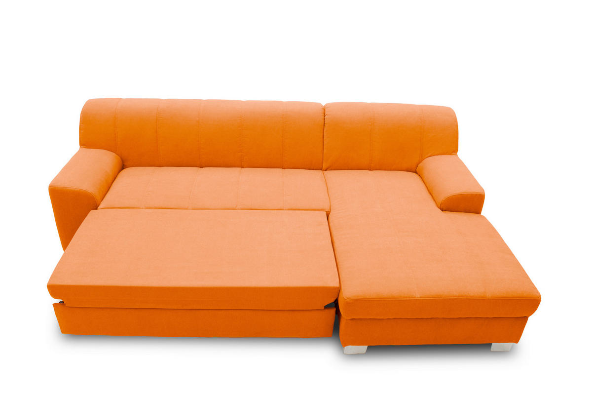 ECKSCHLAFSOFA  CAPRI Orange Mikrofaser  - Chromfarben/Orange, KONVENTIONELL, Textil/Metall (239/152cm) - MID.YOU