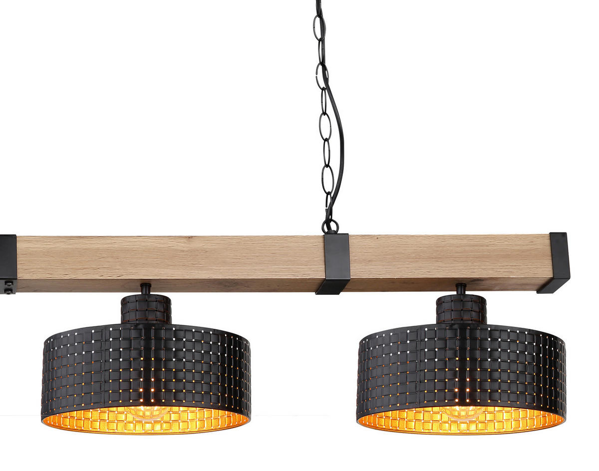 HÄNGELEUCHTE 140/25/120 cm    - Dunkelbraun/Goldfarben, Natur, Holzwerkstoff/Kunststoff (140/25/120cm) - Globo