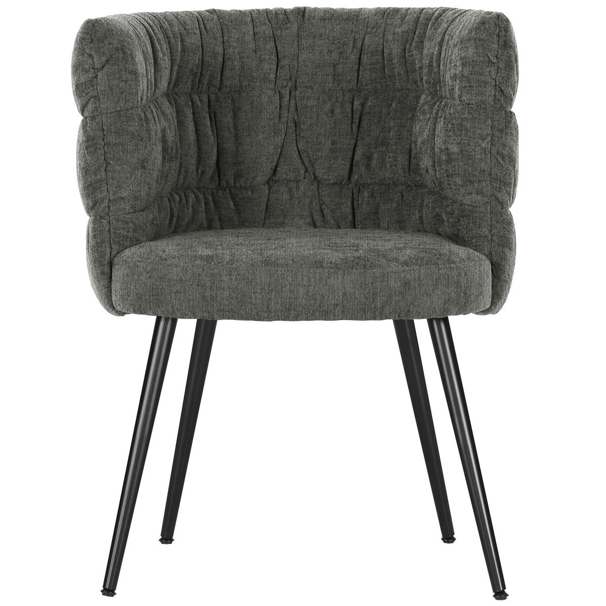 ARMLEHNSTUHL Chenille Dunkelgrau  - Dunkelgrau/Schwarz, MODERN, Textil/Metall (62/78/80/62cm) - Livetastic