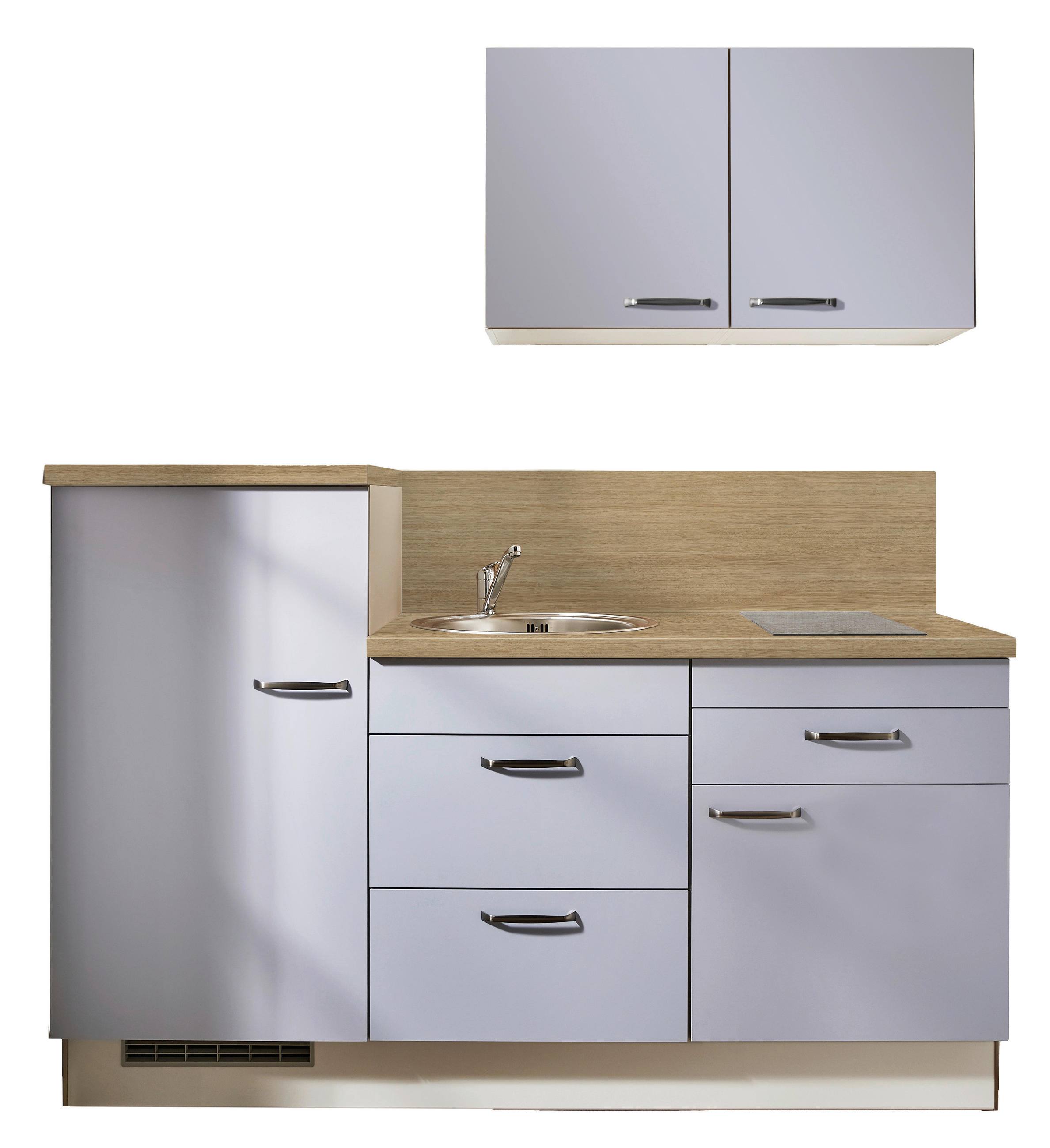 KÜCHENBLOCK 180 cm   in Hellgrau, Pastellblau  - Pastellblau/Eichefarben, Design, Holzwerkstoff/Metall (180cm) - Pino