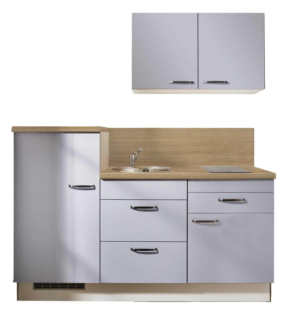 KÜCHENBLOCK 180 cm   in Hellgrau, Pastellblau  - Pastellblau/Eichefarben, Design, Holzwerkstoff/Metall (180cm) - Pino