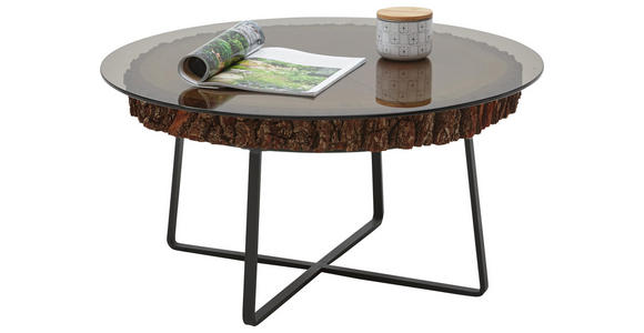 COUCHTISCH in Glas, Holz, Metall 80/40 cm - Eichefarben/Anthrazit, Design, Glas/Holz (80/40cm) - Valnatura