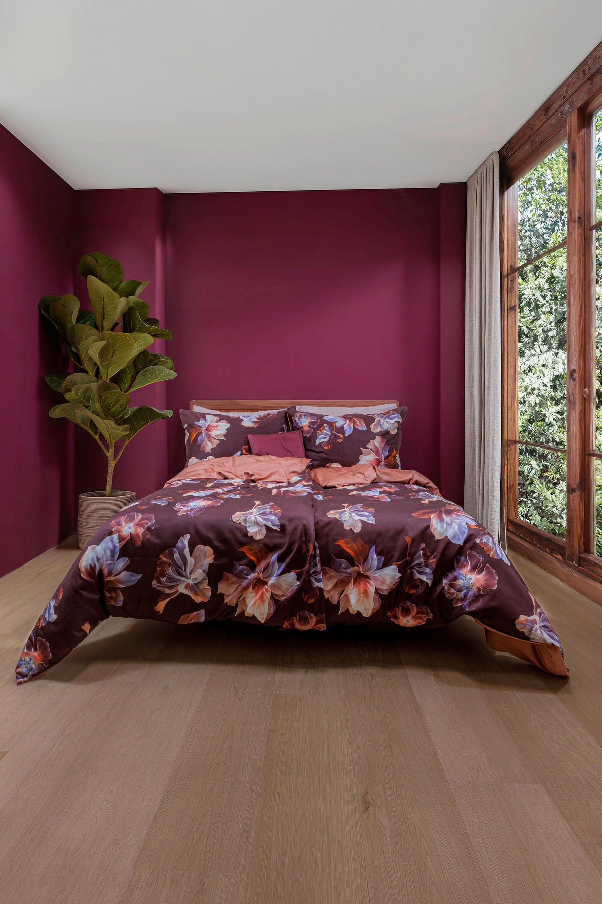 POVLEČENÍ, makosatén, fialová, starorůžová, bordeaux, tmavě oranžová, světle fialová, 140/200 cm  - starorůžová/bordeaux, Design, textil (140/200cm) - Fleuresse