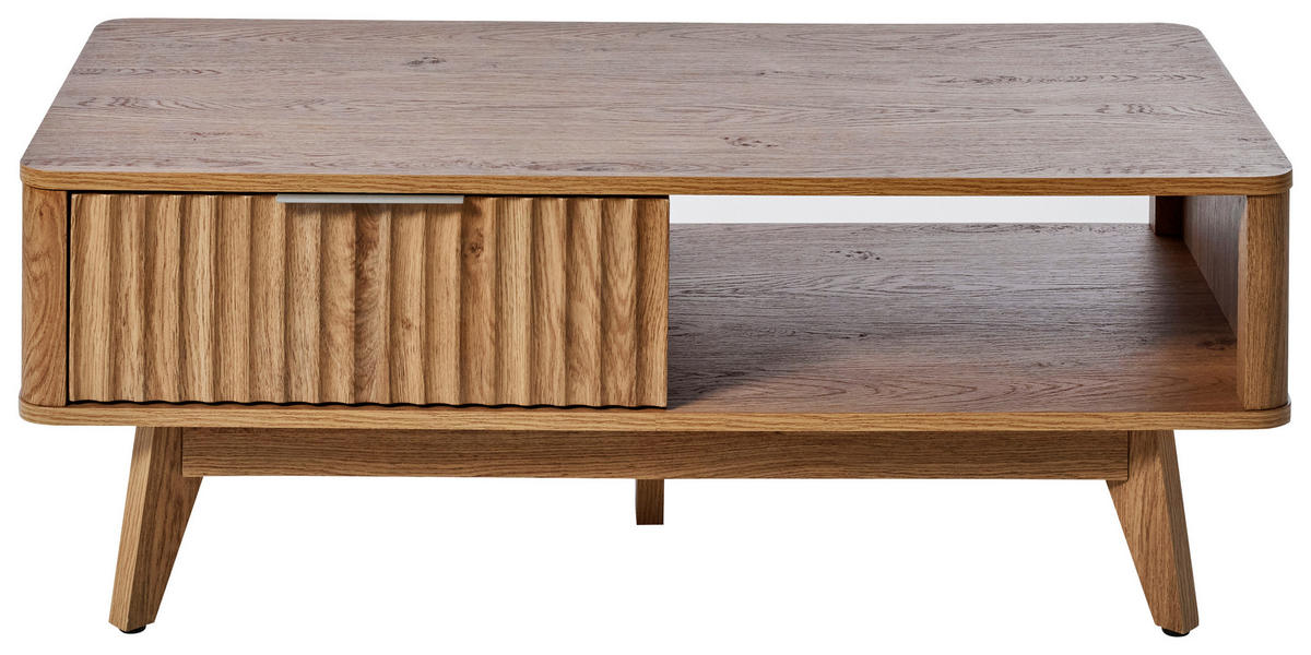 COUCHTISCH 110/55/44 cm rechteckig Eichefarben  - Eichefarben/Silberfarben, MODERN, Holzwerkstoff/Metall (110/55/44cm) - Livetastic