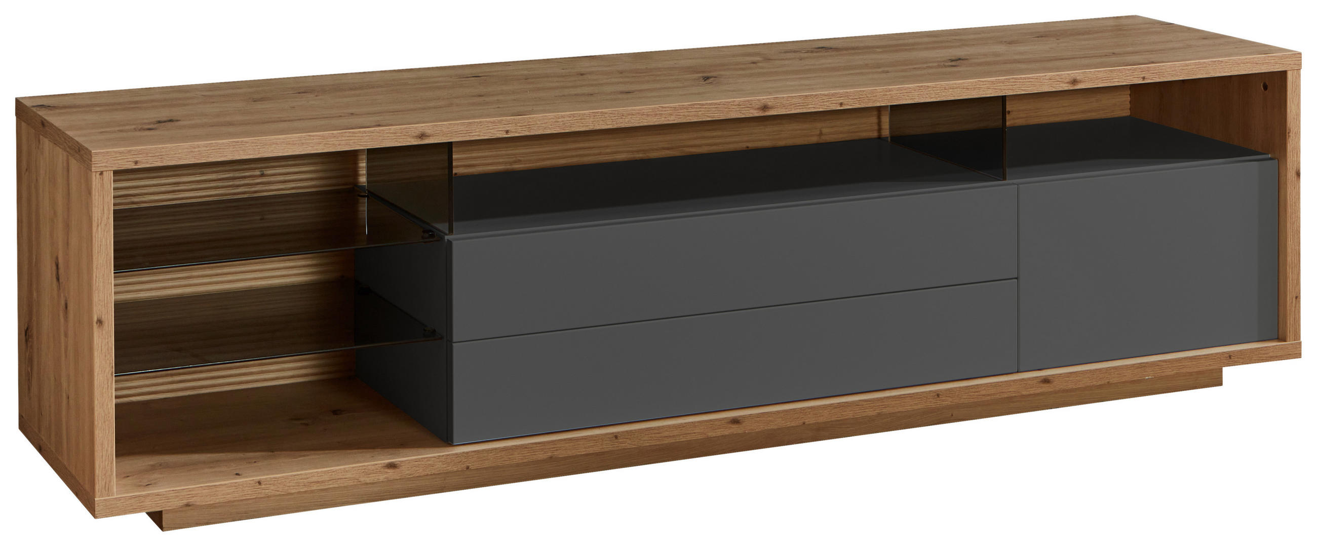 LOWBOARD  in 200/54,6/42 cm  - Eiche Artisan/Grau, Design, Glas/Holzwerkstoff (200/54,6/42cm) - Stylife