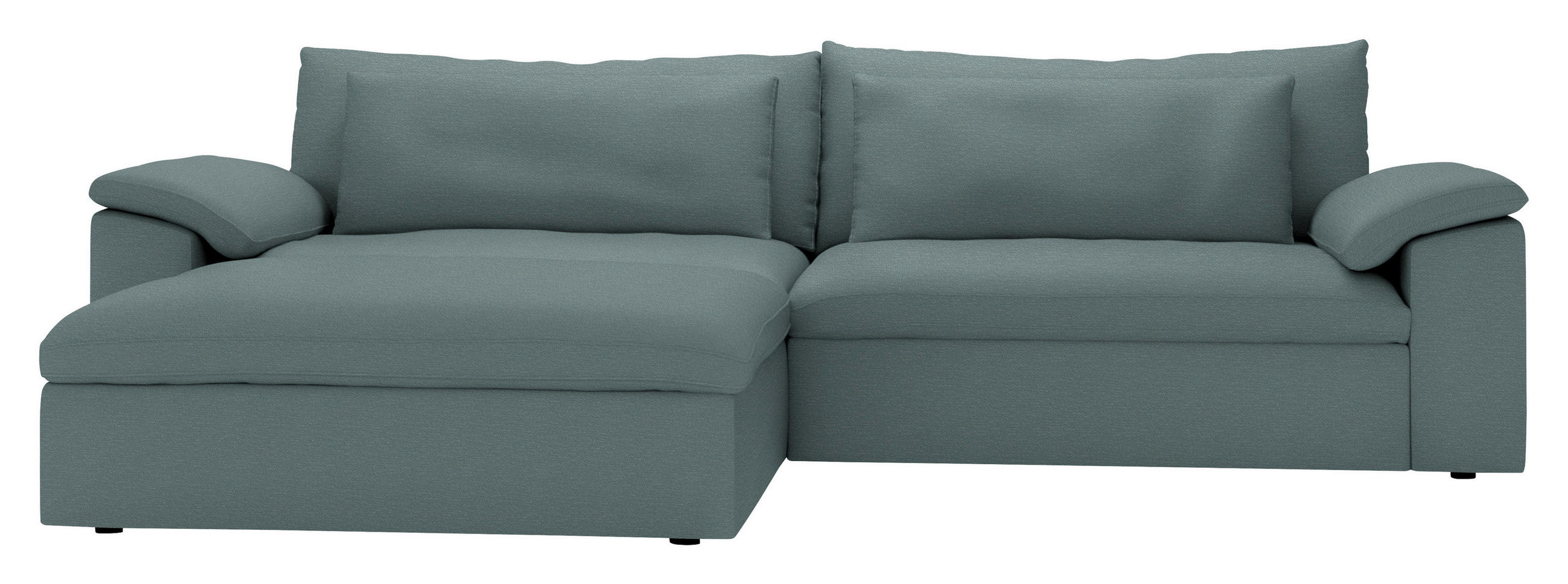 ECKSOFA  Chenille Blaugrau  - Blaugrau/Schwarz, Modern, Kunststoff/Textil (198/306cm) - Carryhome