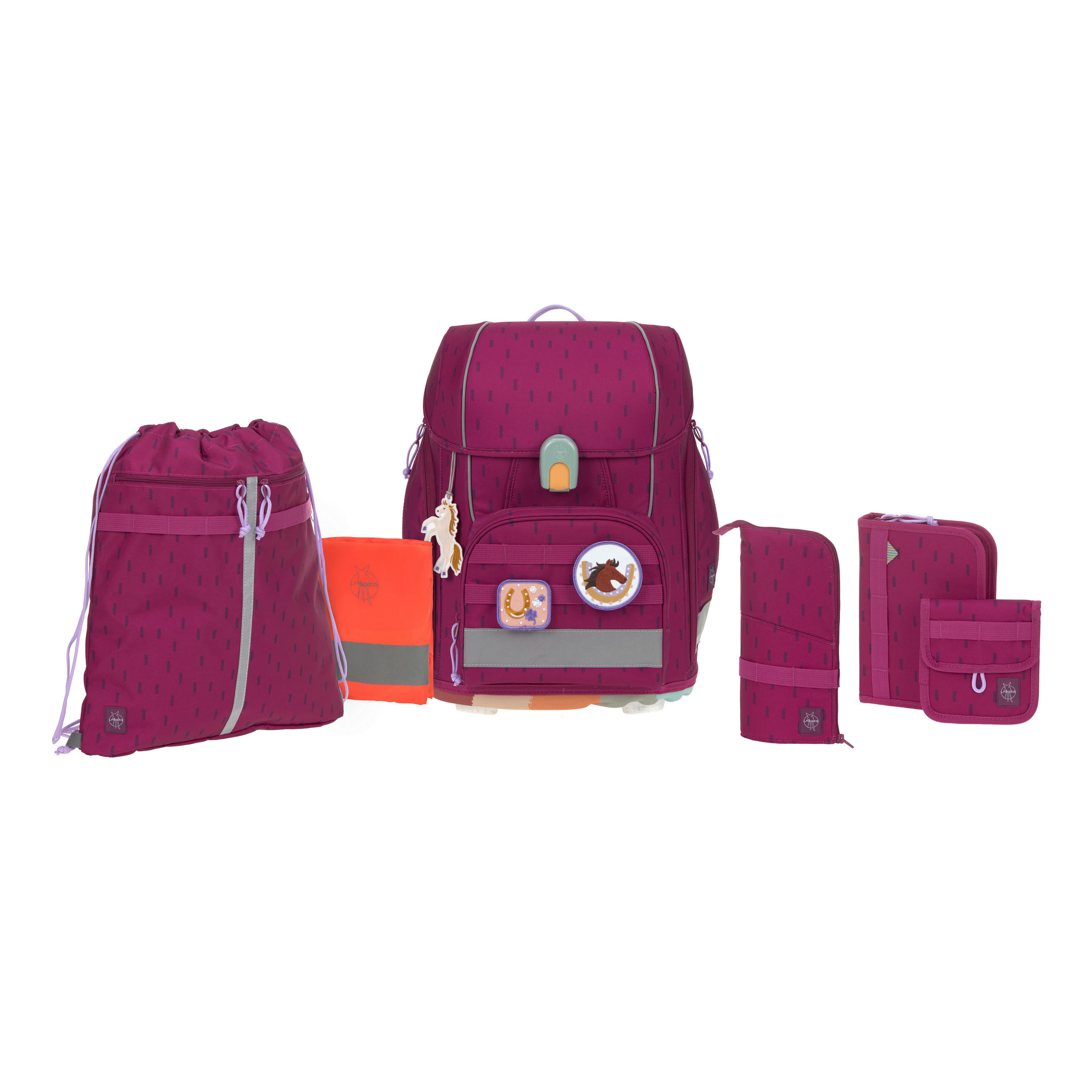 SCHULTASCHENSET - Beere, Basics, Textil (30/25/41,5cm) - Lässig