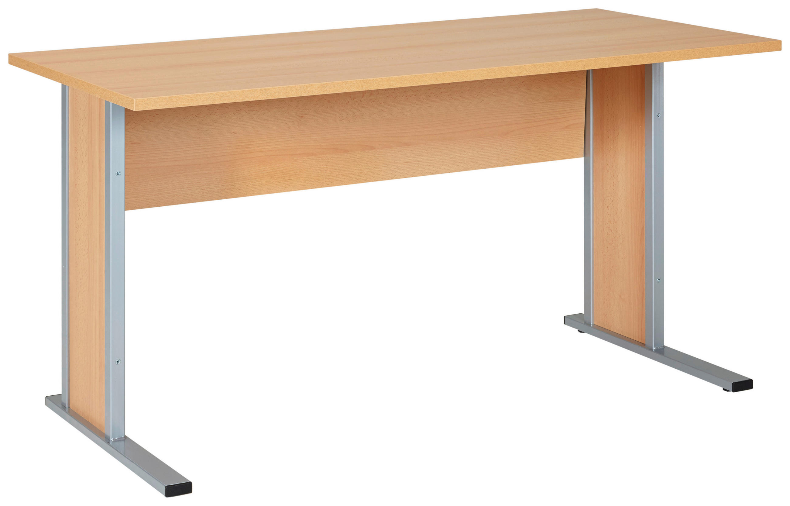 SCHREIBTISCH 140/65/72,2 cm  in Buchefarben  - Silberfarben/Buchefarben, Basics, Holzwerkstoff/Metall (140/65/72,2cm) - MID.YOU