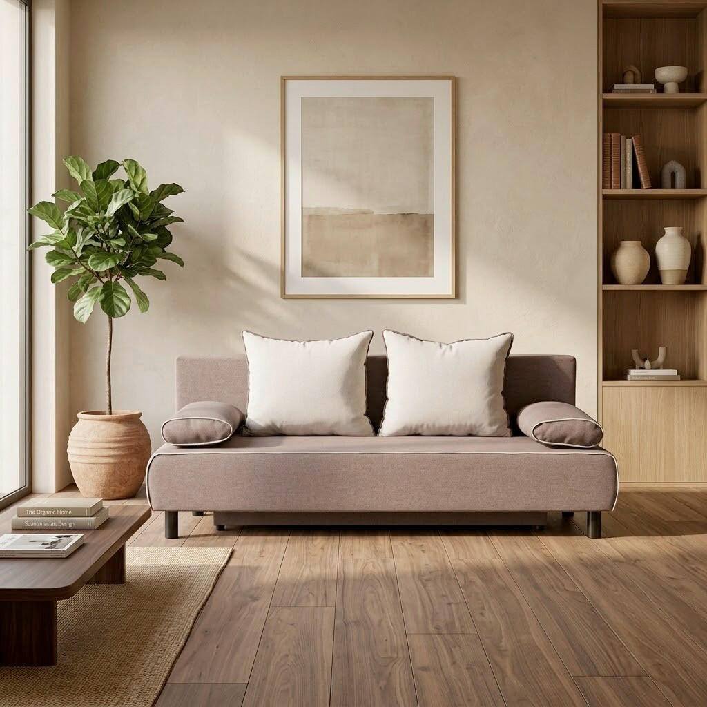 SCHLAFSOFA KALI Chenille Braun, Beige  inkl. Rückenkissen, Armlehnenkissen, Bettkasten  - Beige/Schwarz, Design, Kunststoff/Textil (206/82/85cm) - P & B