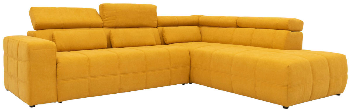 ECKSOFA Orange Mikrofaser  - Schwarz/Orange, Design, Kunststoff/Textil (275/228cm) - MID.YOU