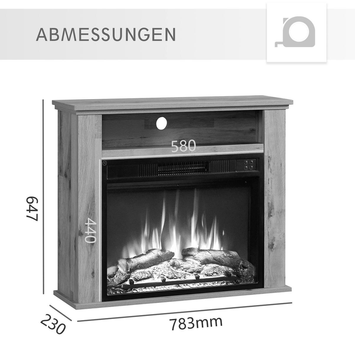 ELEKTROKAMIN - Eiche dunkel, Basics, Holz/Metall (23/85/65cm)