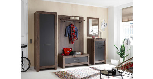 GARDEROBENBANK 112/45/45 cm - Eichefarben/Silberfarben, ROMANTIK / LANDHAUS, Holzwerkstoff/Kunststoff (112/45/45cm) - Carryhome