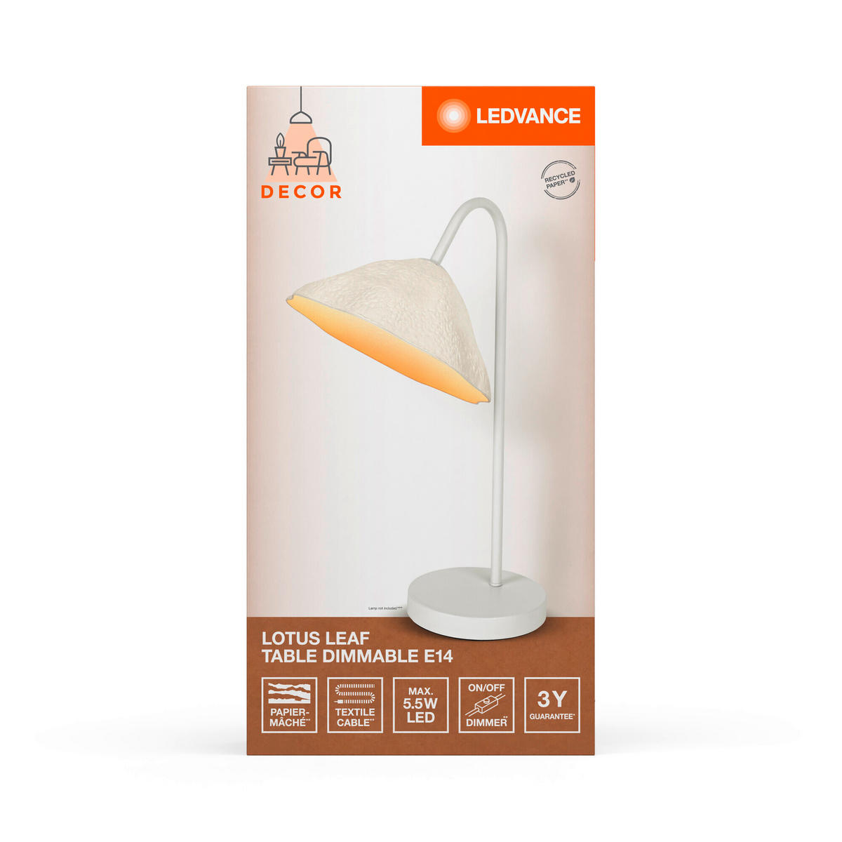 TISCHLEUCHTE 21,9/32,5/46 cm   - KONVENTIONELL, Papier/Metall (21,9/32,5/46cm) - Ledvance