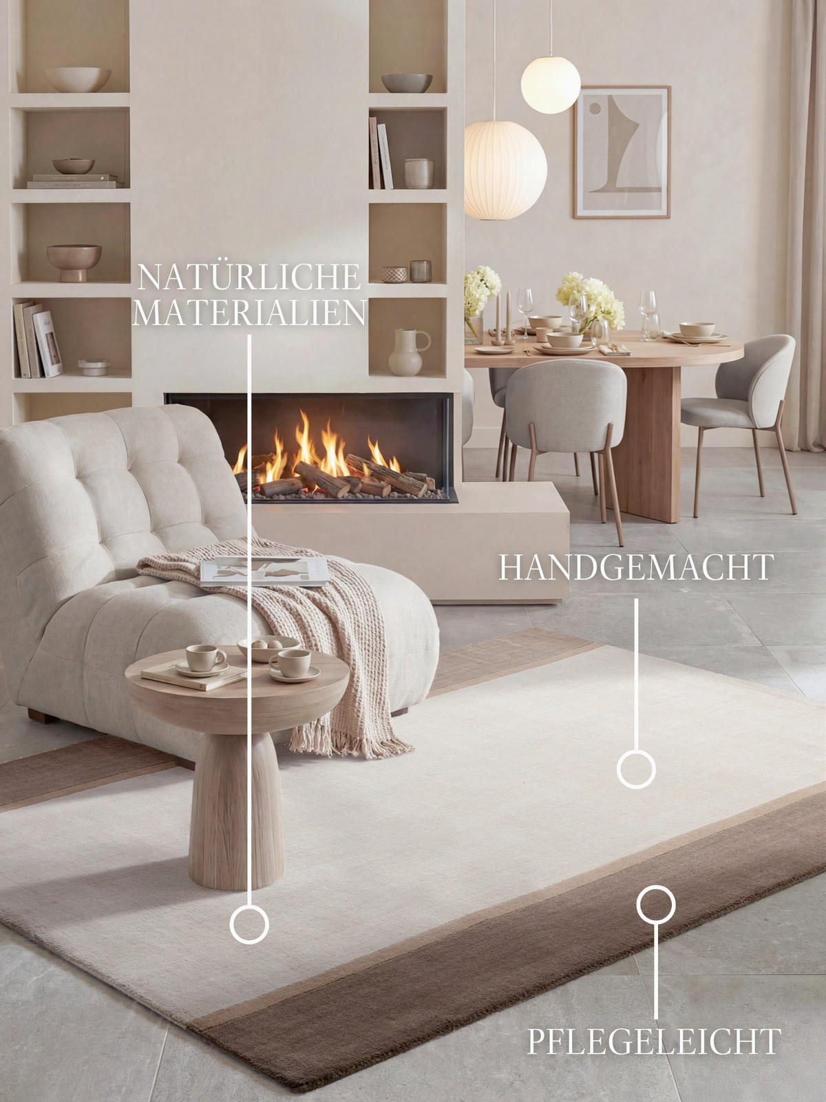 WOLLTEPPICH Wohnzimmer 200/290 cm Kollektion 1888 Rowan Braun, Creme rechteckig  - Creme/Braun, Basics, Textil (200/290cm) - Villeroy & Boch