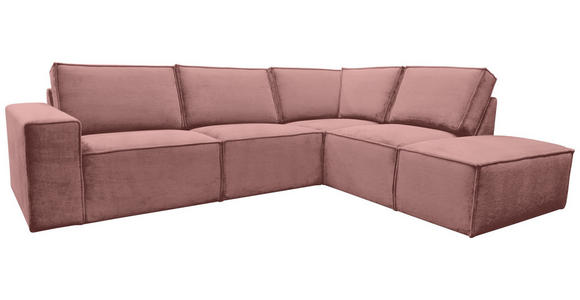 ECKSOFA Rosa Chenille  - Schwarz/Rosa, KONVENTIONELL, Kunststoff/Textil (275/212cm) - Carryhome