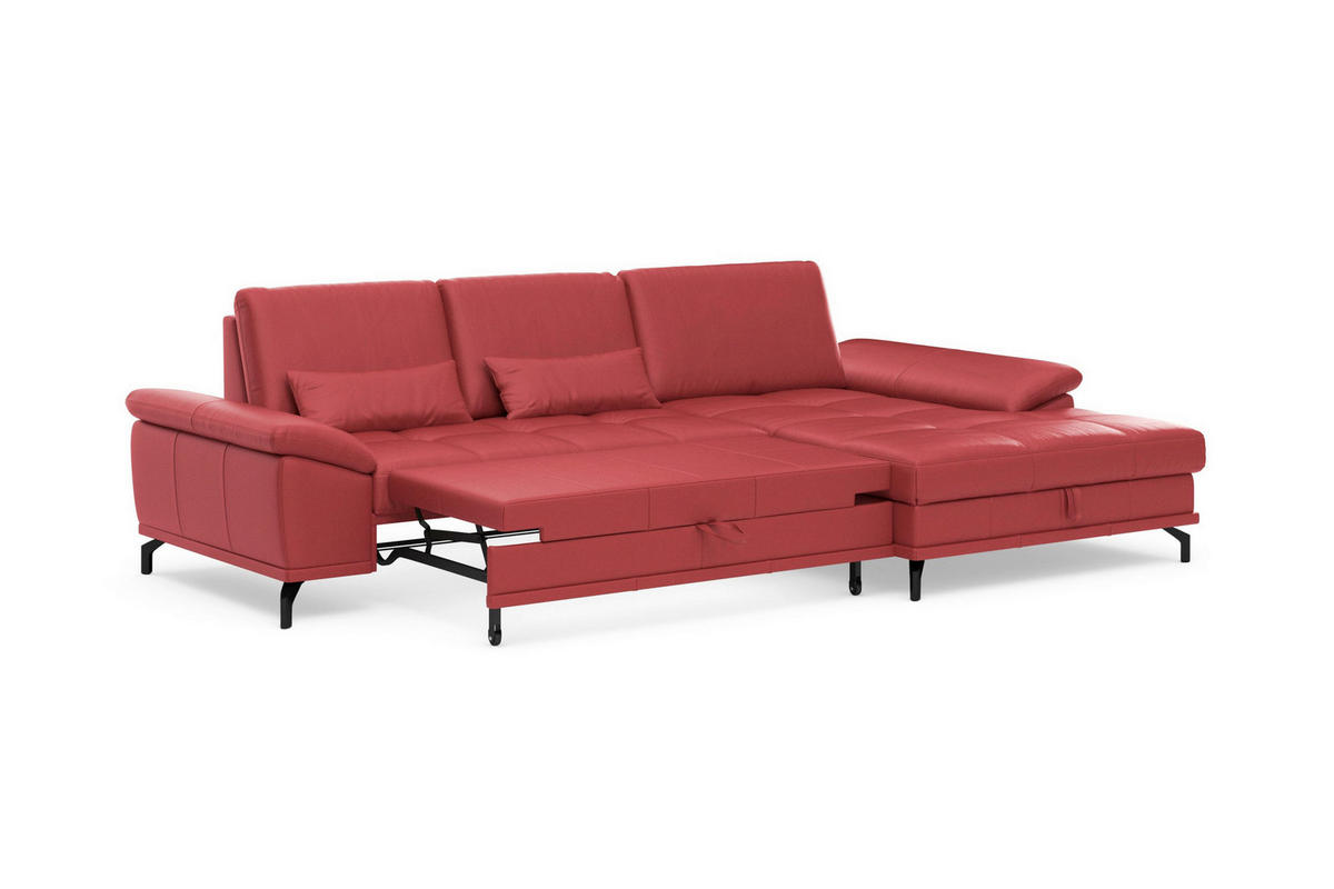 ROHOVÁ SEDAČKA, kůže, červená - černá/červená, Basics, kov/kůže (301/176cm) - Sit & More
