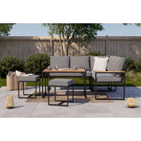 DINING-LOUNGESET  - Schwarz/Akaziefarben, Design, Holz/Textil (205/205cm) - Ambia Garden