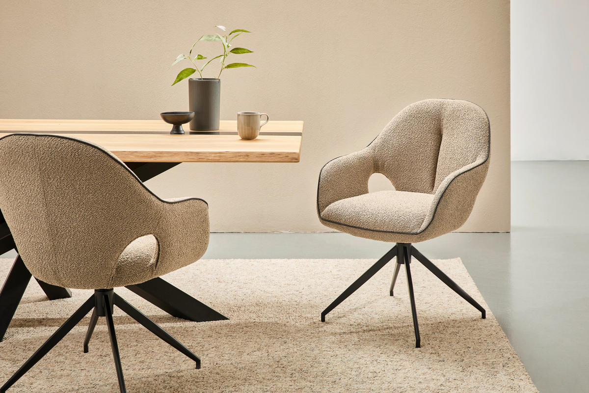 KAROSSZÉK fekete, homokszínű  - fekete/homokszínű, Design, textil/fém (62/85/64cm) - Novel