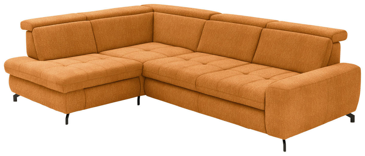 ECKSOFA in Chenille Orange  220/310 cm  - Schwarz/Orange, Design, Textil/Metall (220/310cm) - Beldomo Style