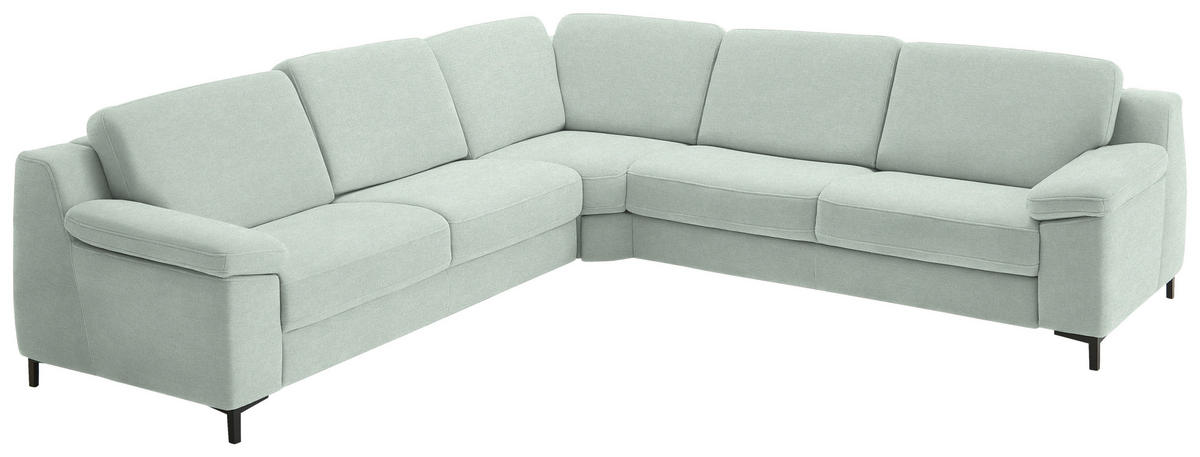 ECKSOFA in Chenille Hellgrün  278/278 cm  - Schwarz/Hellgrün, Design, Textil/Metall (278/278cm) - Valdera