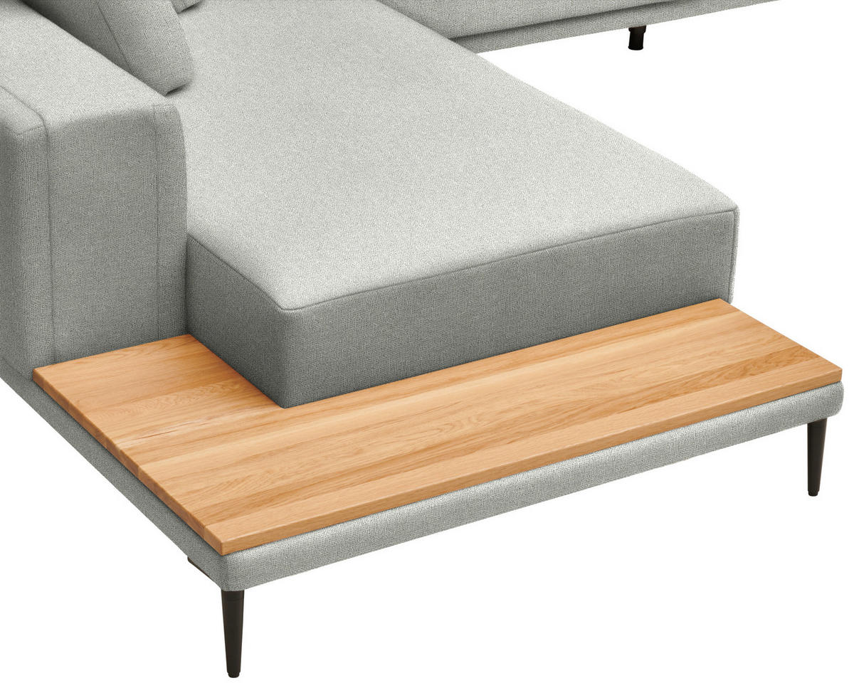 ECKSOFA Leinwand Hellgrau  - Hellgrau/Schwarz, Design, Textil/Metall (271/318cm) - Belluti