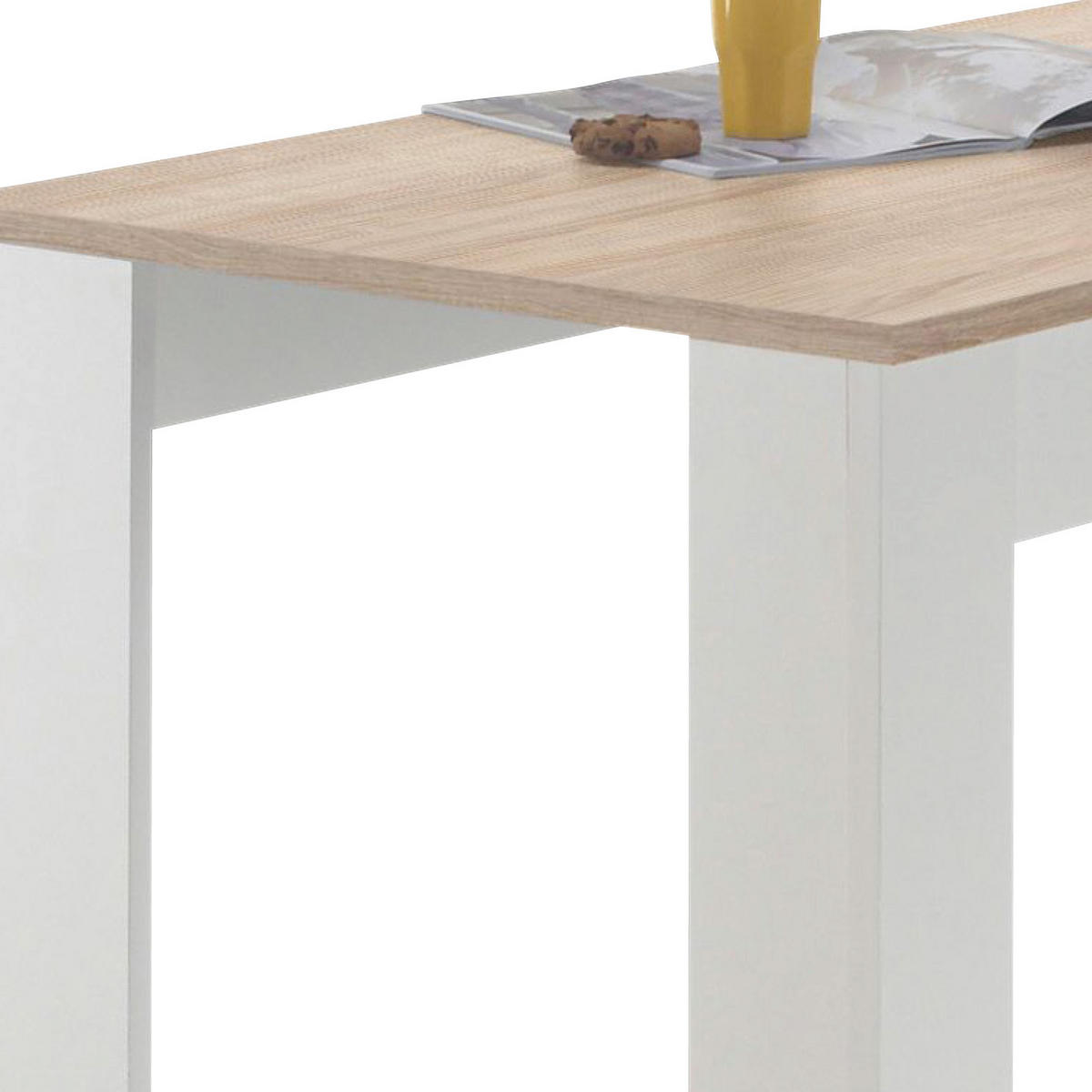 MASĂ DE BAR din material pe bază de lemn 115/50/103 cm   - alb/culoare lemn stejar, Design, material pe bază de lemn (115/50/103cm) - Carryhome