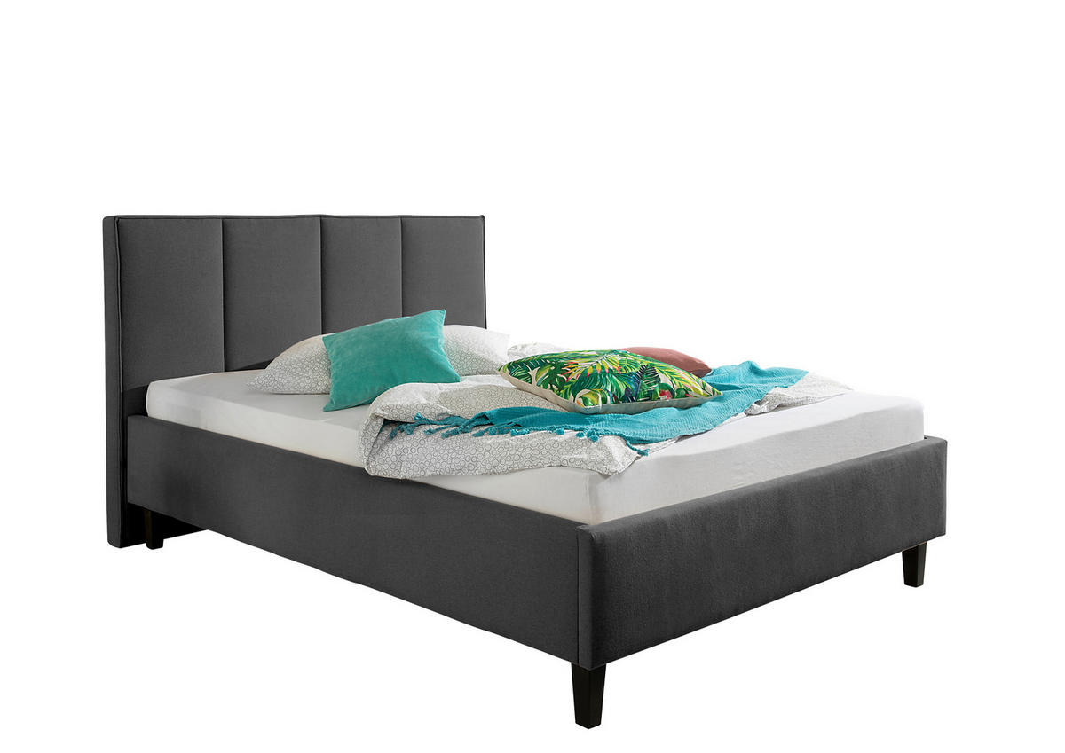 POLSTERBETT 140/200 cm,  in Anthrazit,  - Anthrazit/Schwarz, MODERN, Holz/Textil (140/200cm) - Livetastic