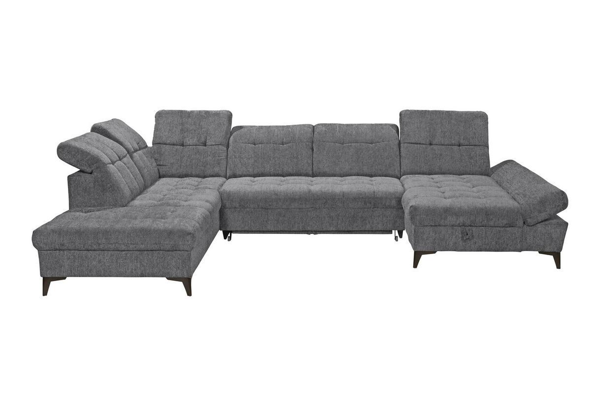 WOHNLANDSCHAFT Mikrovelours Anthrazit  - Anthrazit/Schwarz, Modern, Kunststoff/Textil (245/348/168cm) - MID.YOU