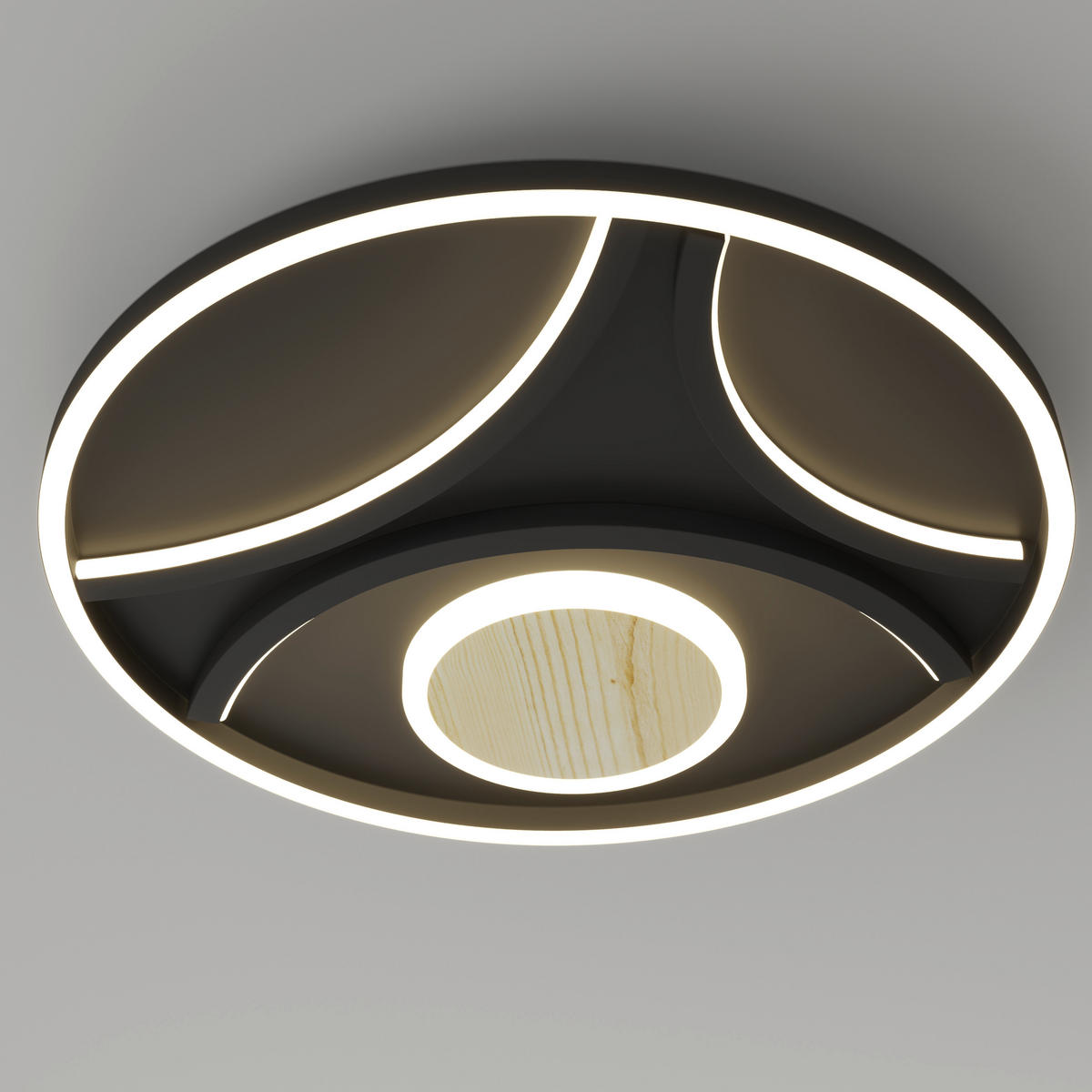 LED-DECKENLEUCHTE 39/5 cm   - Schwarz, Natur, Metall (39/5cm) - Novel