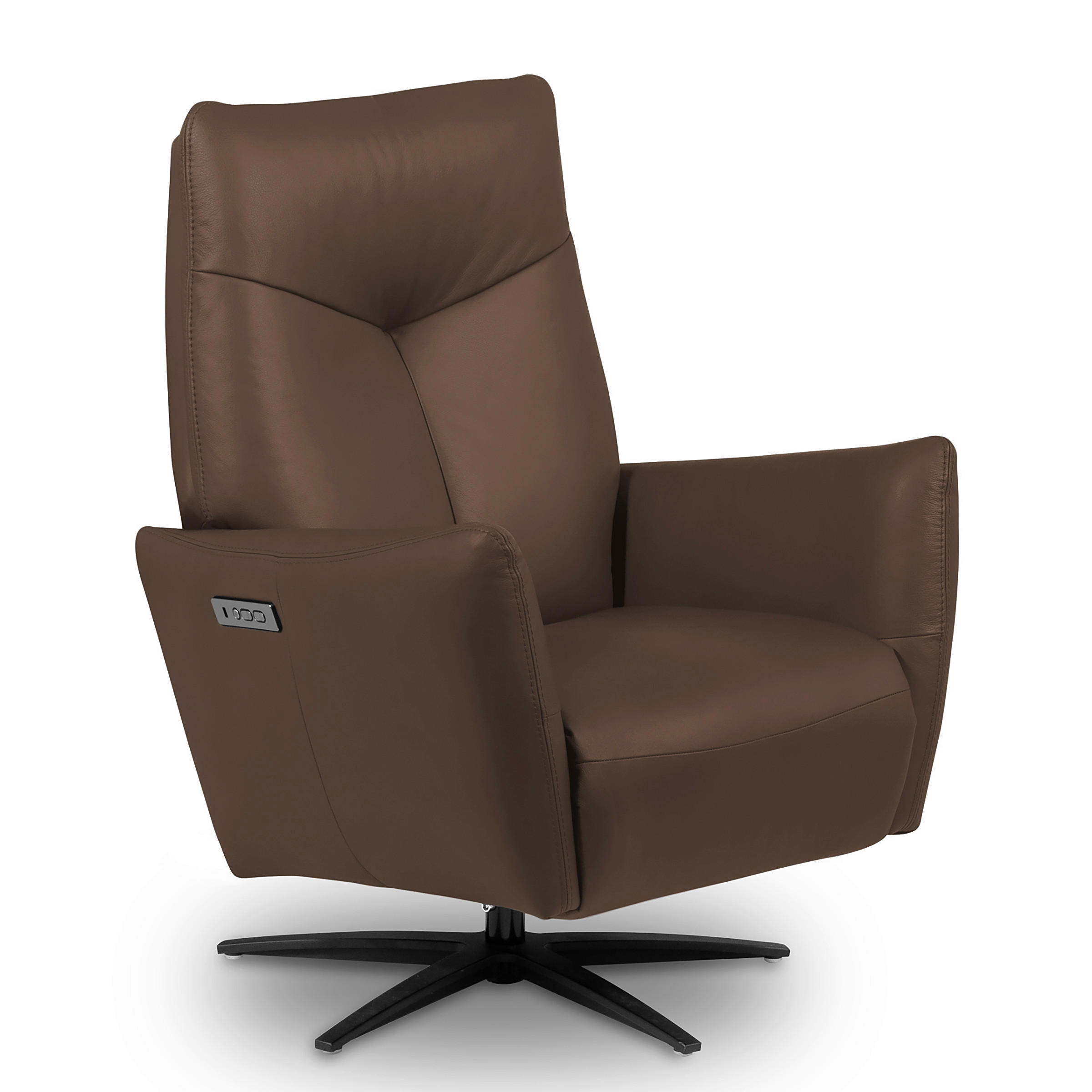 RELAXSESSEL Echtleder Relaxfunktion, Rücken echt    - Schwarz/Braun, Design, Leder/Metall (76/107/88cm) - Livetastic