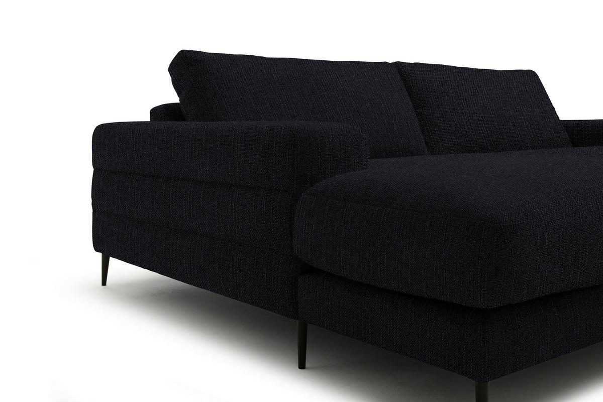 ECKSOFA in Flachgewebe Schwarz  - Schwarz, Design, Textil/Metall (177/253cm) - Dieter Knoll