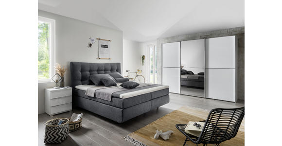 BOXSPRINGBETT 180/200 cm in Anthrazit - Anthrazit/Schwarz, Design, Kunststoff/Textil (180/200cm) - Esposa