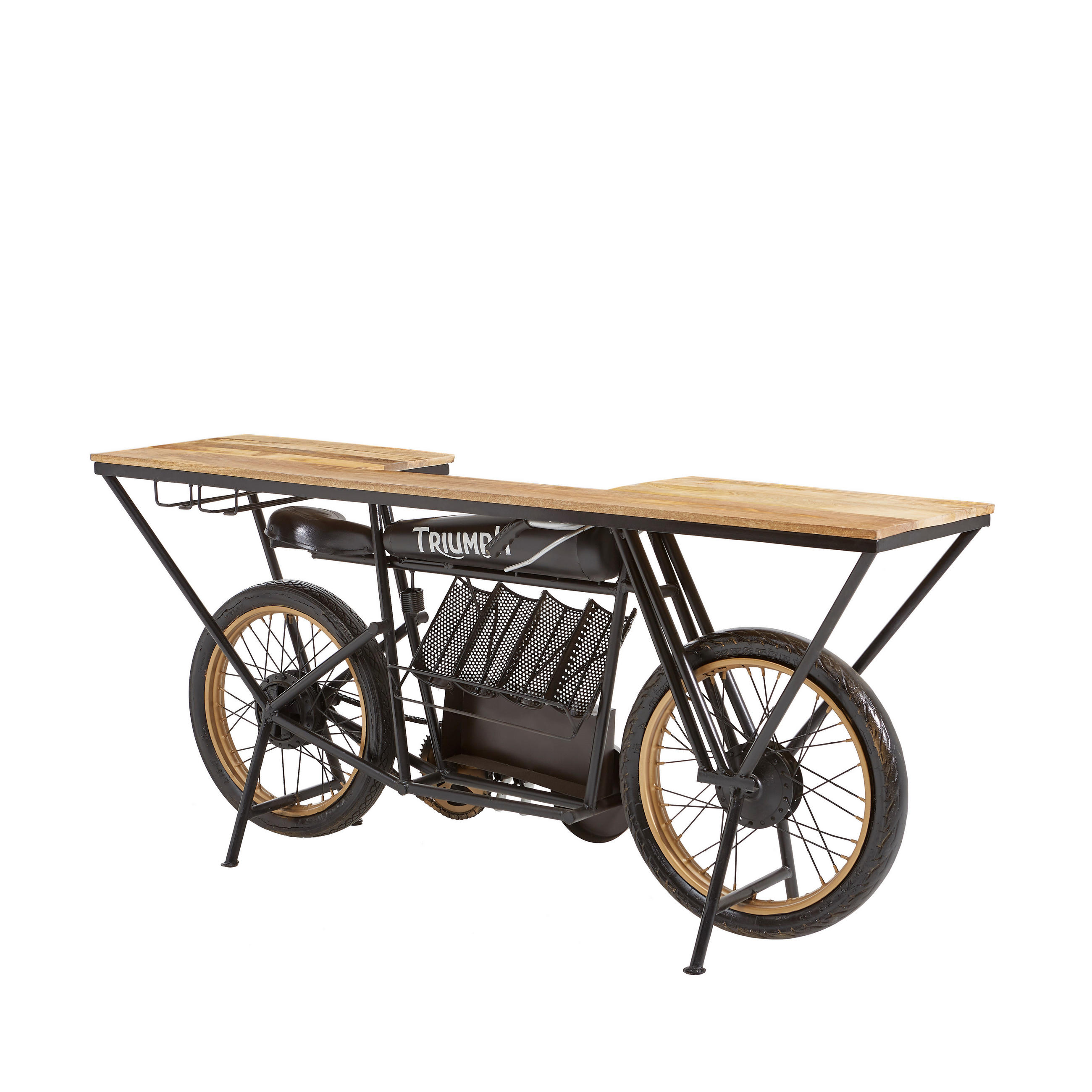 BAR in culoare natur, negru  - culoare natur/negru, Trend, lemn/metal (185/86/46cm) - Ambia Home