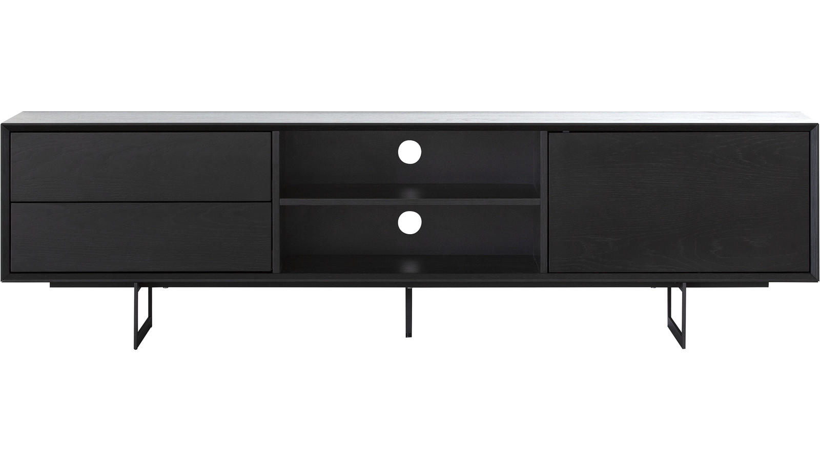 TV-BÄNK i faner ek svart  - svart, Design, metall/trä (180/50/42cm) - Lomoco