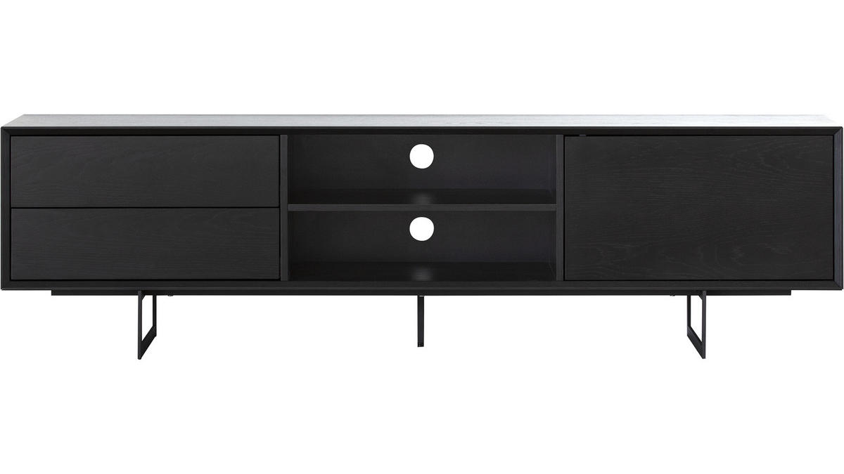 TV-BÄNK i faner ek svart  - svart, Design, metall/trä (180/50/42cm) - Lomoco