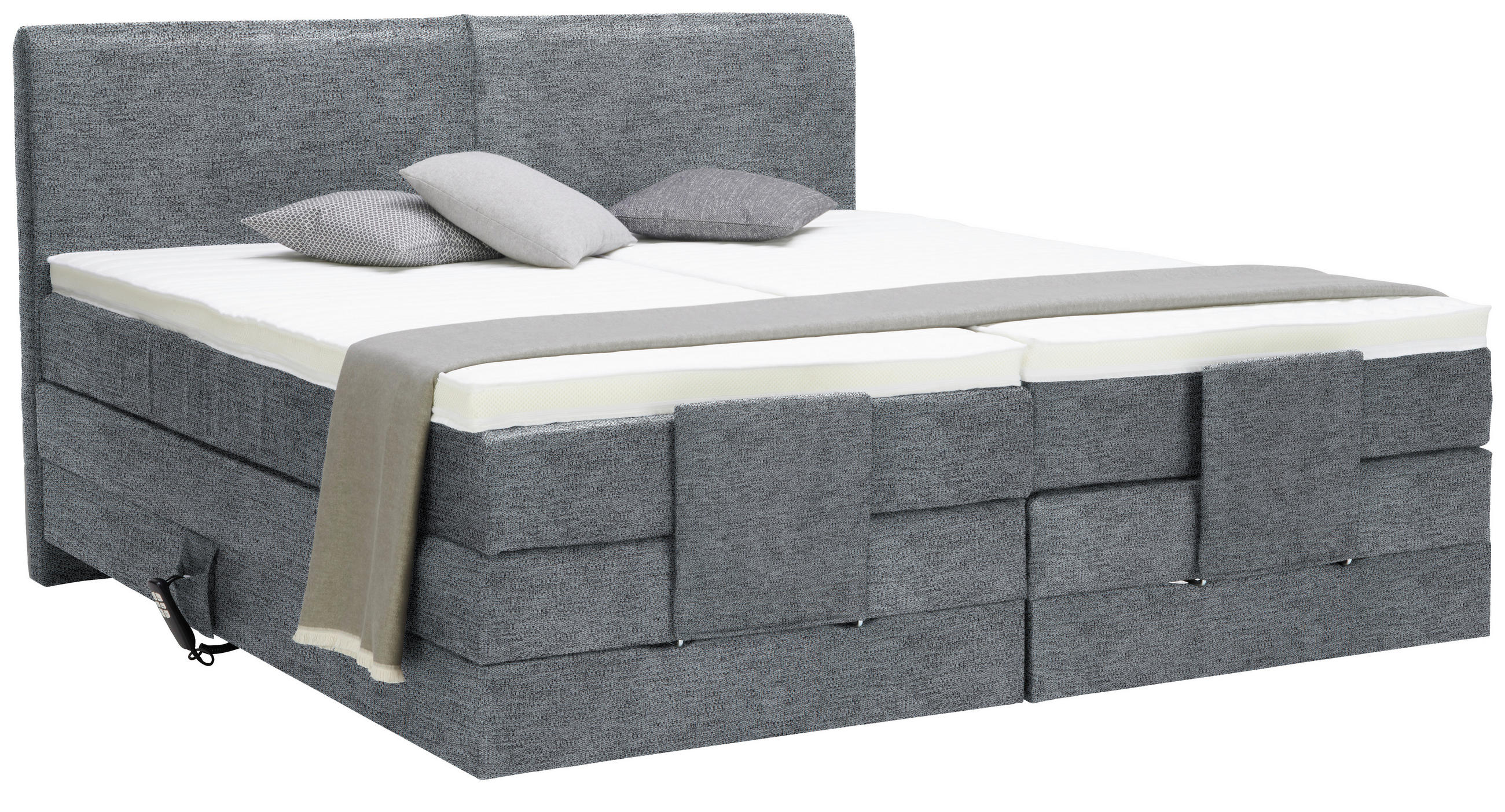BOXSPRINGBETT 180/200 cm  in Dunkelgrau  - Dunkelgrau/Schwarz, Design, Kunststoff/Textil (180/200cm) - Hom`in