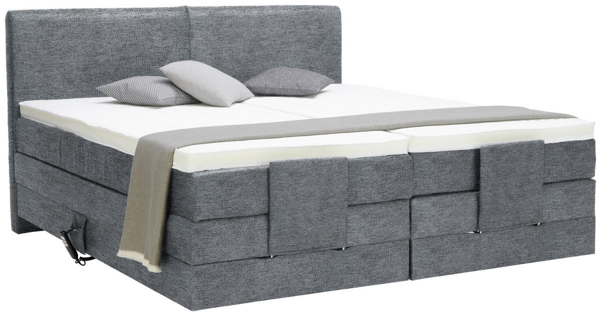 BOXSPRINGBETT 180/200 cm  in Dunkelgrau  - Dunkelgrau/Schwarz, Design, Kunststoff/Textil (180/200cm) - Hom`in