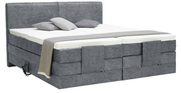 BOXSPRINGBETT 180/200 cm  in Dunkelgrau  - Dunkelgrau/Schwarz, Design, Kunststoff/Textil (180/200cm) - Hom`in