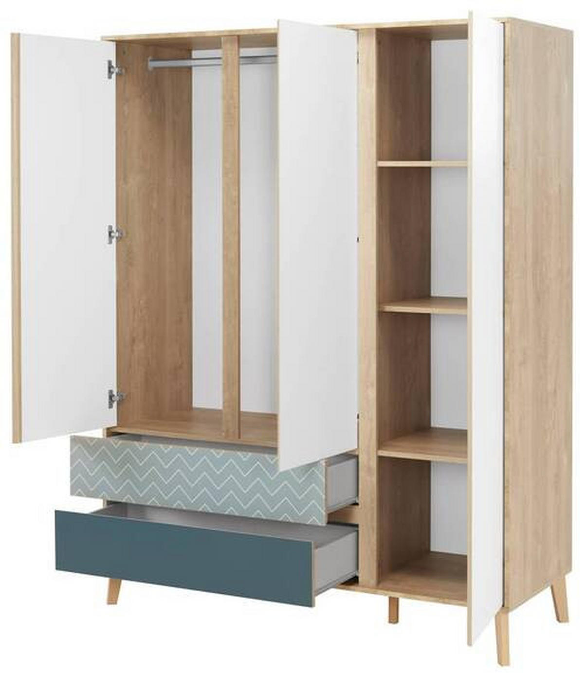 ORMAR S KLASIČNIM VRATIMA     - bijela/boje hrasta, Moderno, drvni materijal (153/200/58cm) - MID.YOU
