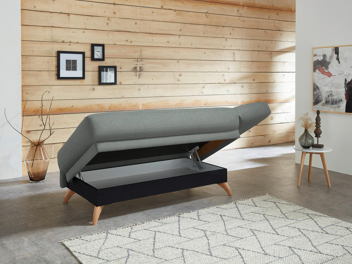 RÉCAMIERE in Flachgewebe Grau  - Grau, Design, Holz/Textil (205/87/94cm) - Bali