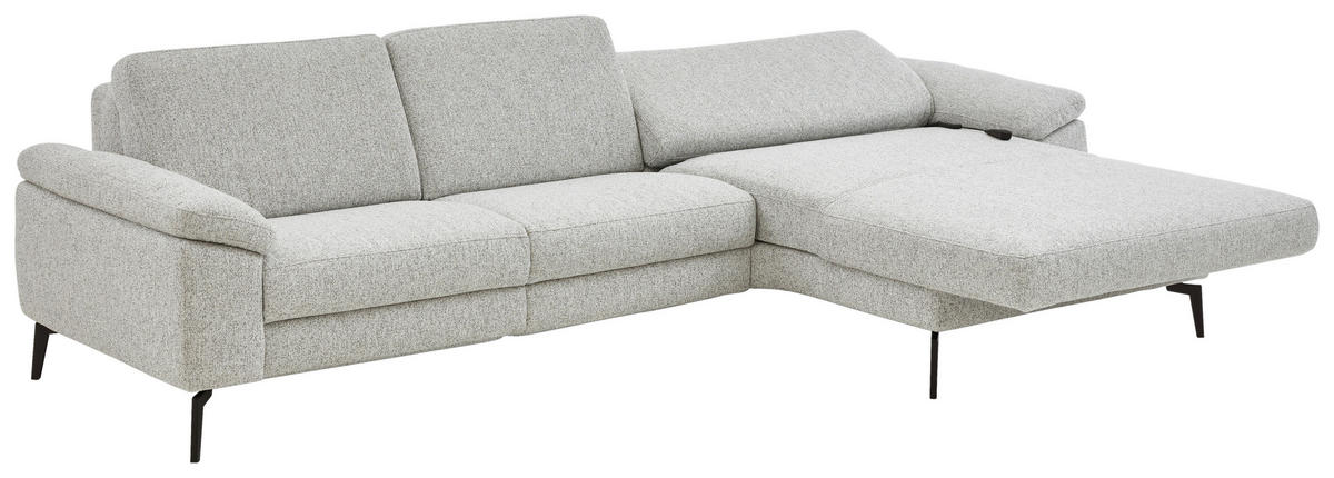 ECKSOFA  in Chenille Silberfarben  309/171 cm  - Silberfarben/Schwarz, Design, Textil/Metall (309/171cm) - Valdera