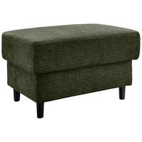 HOCKER Mikrofaser Olivgrün  - Schwarz/Olivgrün, MODERN, Holz/Textil (76/46/55cm) - Livetastic