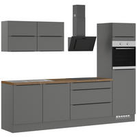 KÜCHENLEERBLOCK 280 cm   in Graphitfarben  - Eiche dunkel/Schwarz, Design, Holzwerkstoff/Metall (280cm) - Impuls