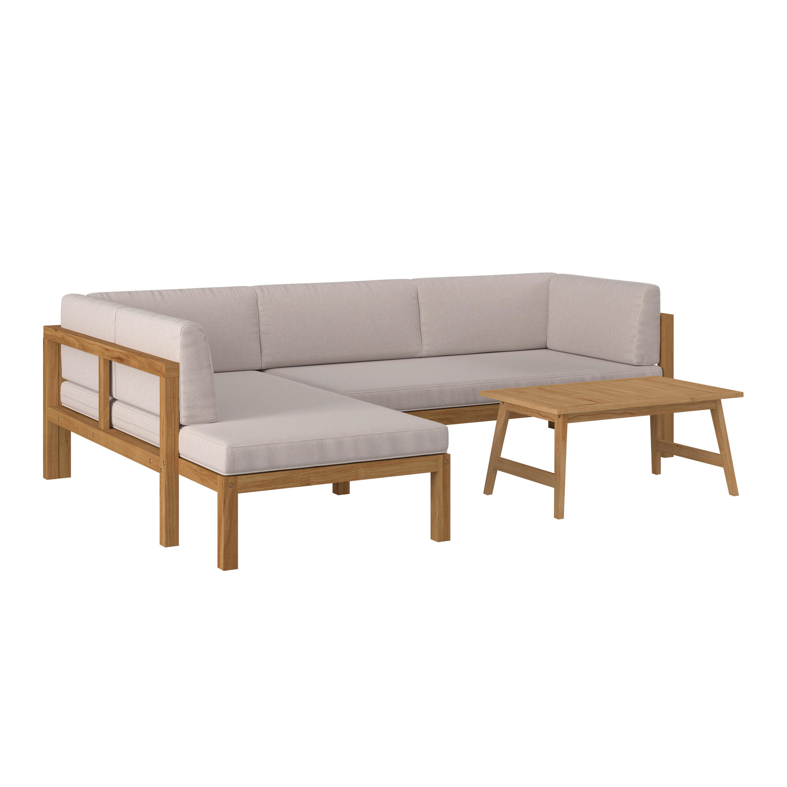 TERASOVÁ SEDACÍ SOUPRAVA dřevo, textil - přírodní barvy/béžová, Moderní, dřevo/textil (180/92/63cm) - Ambia Garden